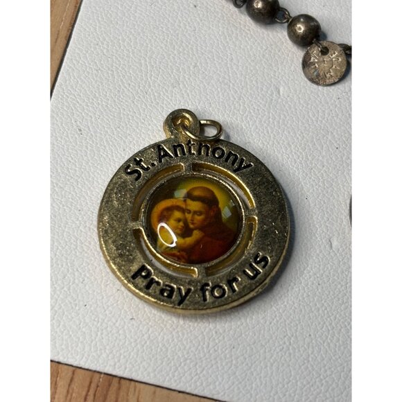 Vintage Religious St. Anthony Medal Pope John Paul II Charm & Beaded Rosary Chai - Picture 12 of 12